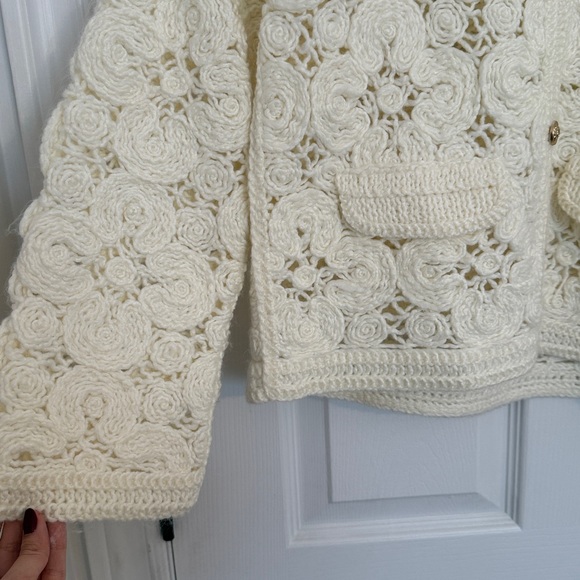 Women's Cream Crochet Sweater Zara - Picture 3 of 4